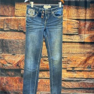 Hydraulic Women's Dark Blue Skinny Jeans with Embroidered Pocket